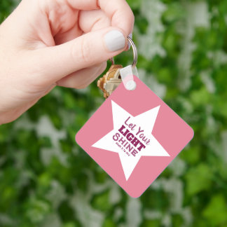 Let Your Light Shine Bible Verse White Star Pink Nyckelring