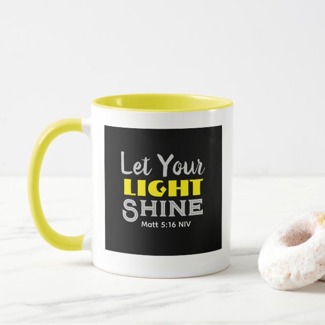 Let Your Light Shine Bible Verse Yellow Black  Mugg (Med munk)