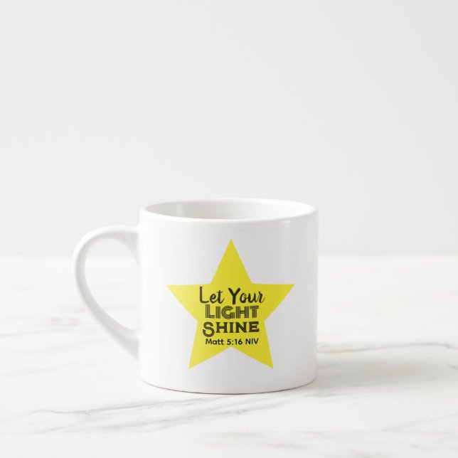 Let Your Light Shine Bible Verse Yellow Star Espressomugg (Vänster)