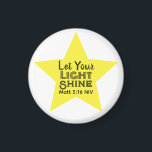 Let Your Light Shine Bible Verse Yellow Star Magnet<br><div class="desc">This beautiful and meaningful magnet features a yellow star and the words of Jesus in the Gospel of Matthew encouraging us to shine.</div>