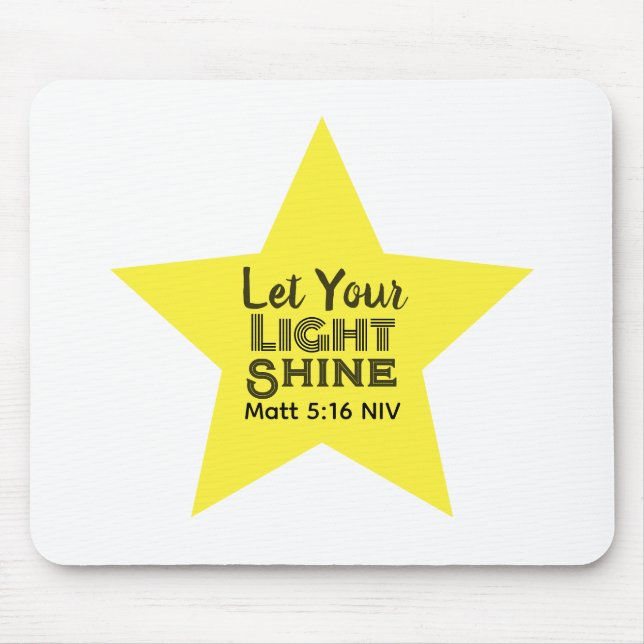 Let Your Light Shine Bible Verse Yellow Star White Musmatta (Framsidan)