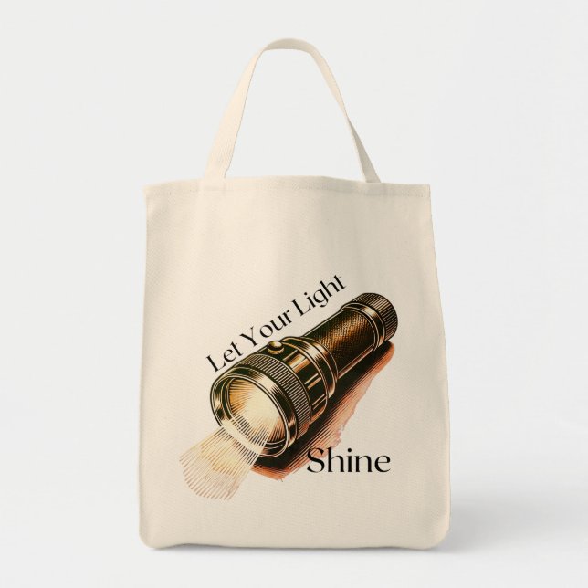 "Let your Light Shine" Retro Christian Tote Bag Tygkasse (Framsidan)