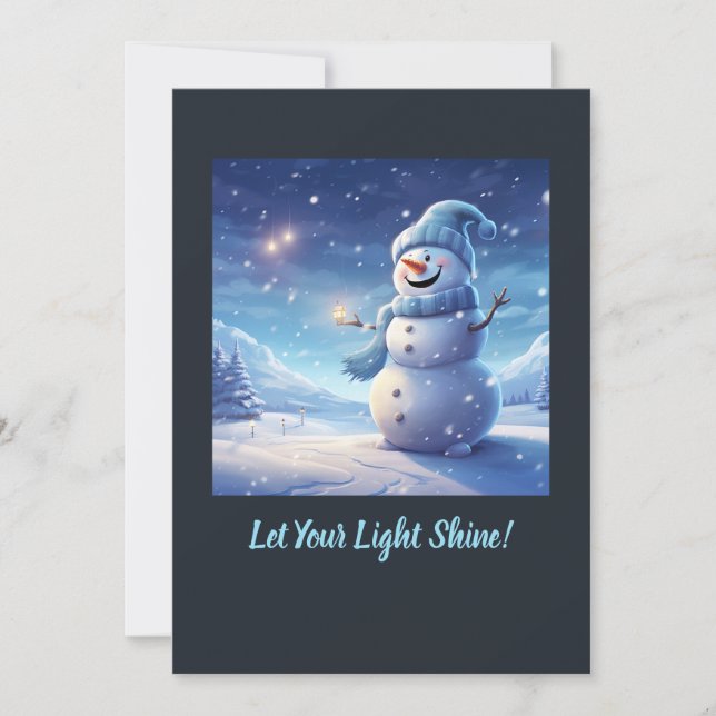 "Let Your Light Shine!" – Snowman Christmas Card Julkort (Framsida)
