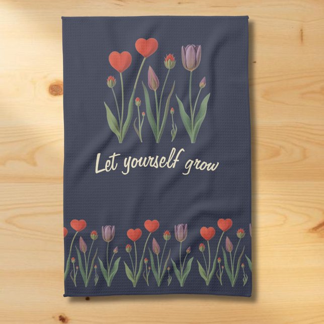 Let Yourself Grow Floral Heart Tulips Art Kökshandduk (Skapare uppladdad)