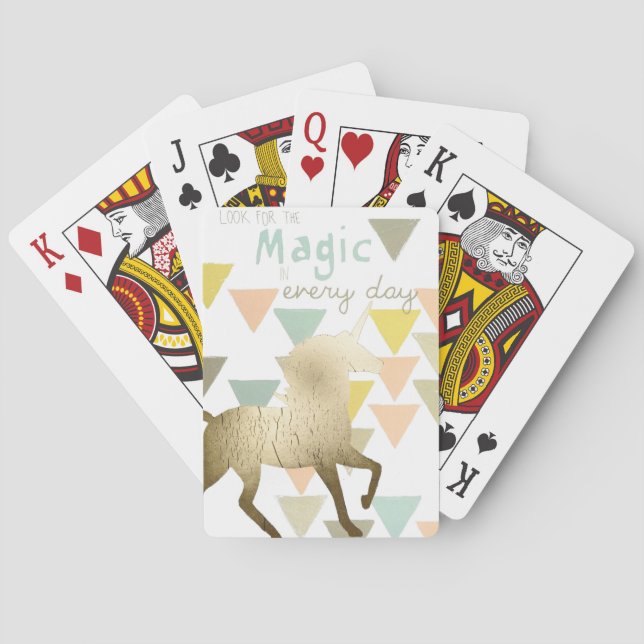 Leta efter Guld Unicorn i Magic Dagaily Spel Kort (Baksidan)