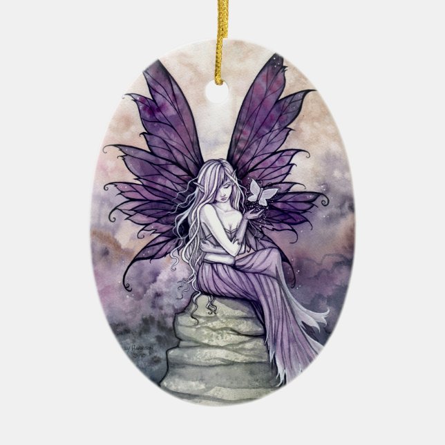Leta Fairy and Butterfly Art Julgransprydnad Keramik (Framsidan)