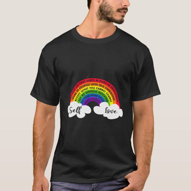 Leta inte efter din värd i People Rainbow Self-L T Shirt (Framsida)
