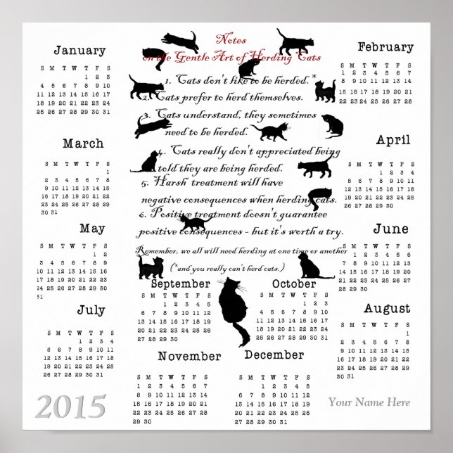 Leta konsten att beta katter...2015 Kalender Poster (Framsidan)