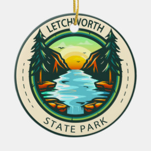 Letchworth State Park New York Badge Julgransprydnad Keramik