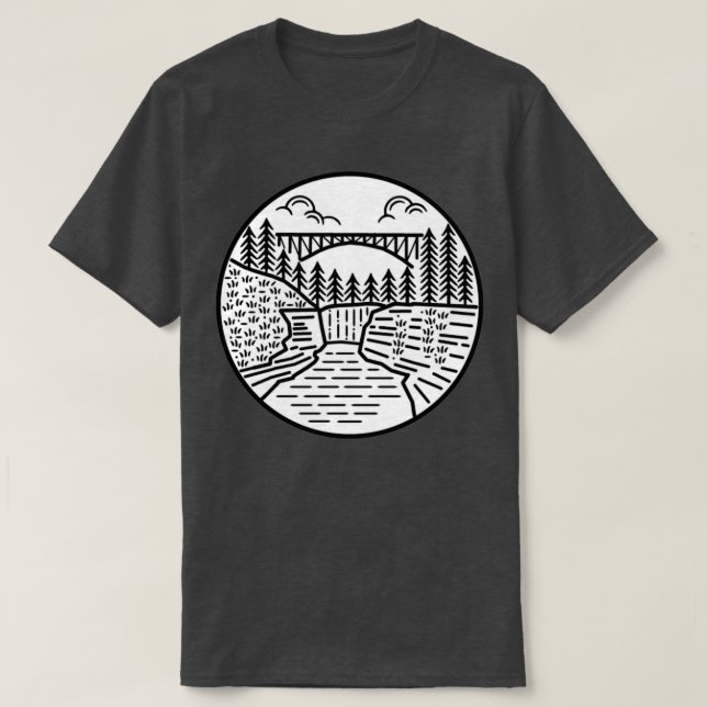 Letchworth State Park Upper Falls och Bridge T Shirt (Design framsida)