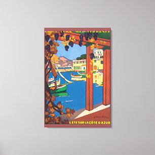 L'Ete Sur La Cote D'Azur Vintage resor Poster Canvastryck