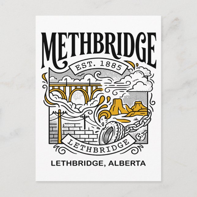 Lethbridge Alberta High Level Bridge Illustration Vykort (Framsida)