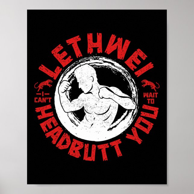 Lethwei Instruktör Headrumme Burmese Boxing Myanma Poster (Framsidan)