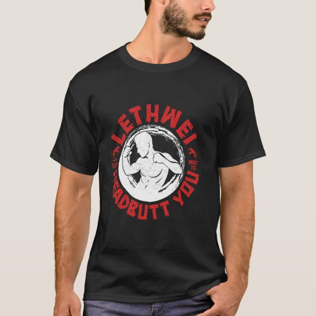 Lethwei Instruktör Headrumme Burmese Boxing Myanma T Shirt (Framsida)