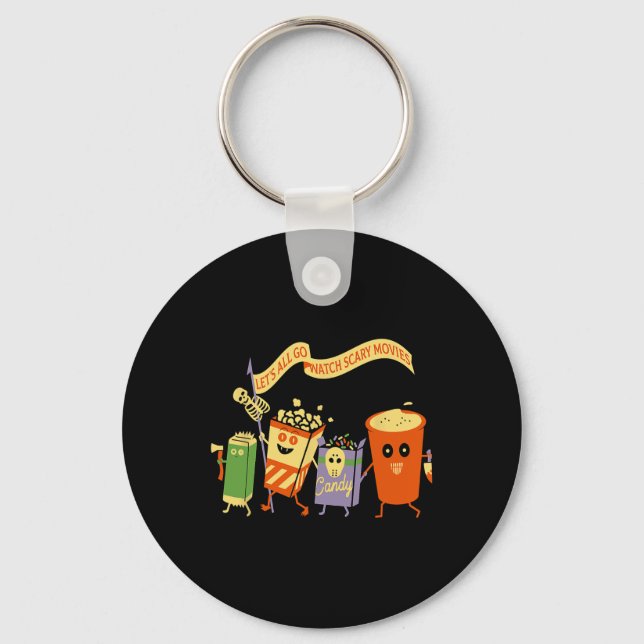 Let's All Go Watch Scary Movies Funny Popcoin Hall Nyckelring (Framsida)