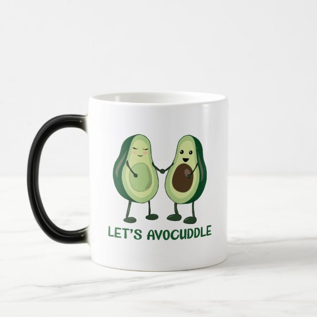 Let's Avocuddle - Funny Avocado Pun Magisk Mugg (Vänster)