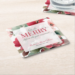 Let's Be Merry Christmas Bridal Shower Underlägg Papper Kvadrat