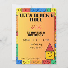 Let's Block & Roll Birthday invitation Inbjudningar