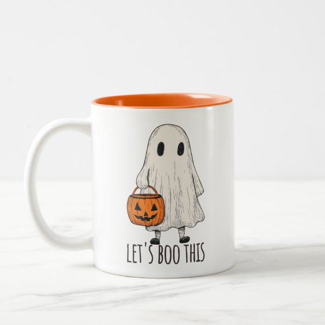 Let's Boo This Fun Ghost Trick or Treat Två-Tonad Mugg (Vänster)