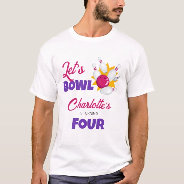Let's Bowl Kids Bowling Birthday Party T Shirt (Framsida)