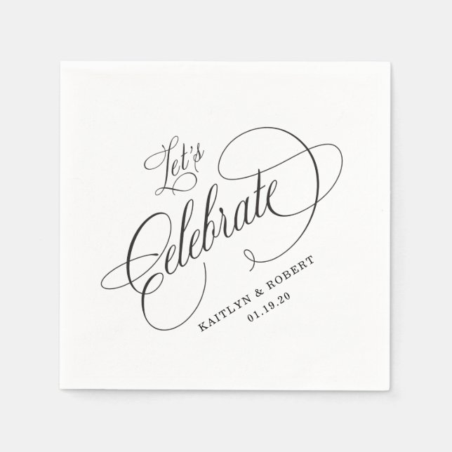 Lets Celebrate Calligraphy Cocktail Napkins Pappersservett (Framsidan)