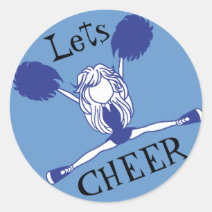Lets Cheer Blue CheerLedare Runt Klistermärke