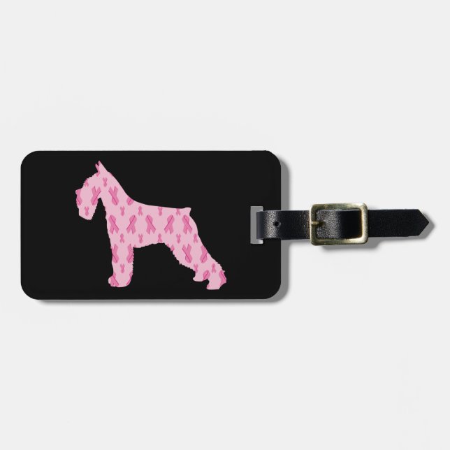 Lets Cure Cancer Ribbon Schnauzer Bagagebricka (Horisontell Framsida)