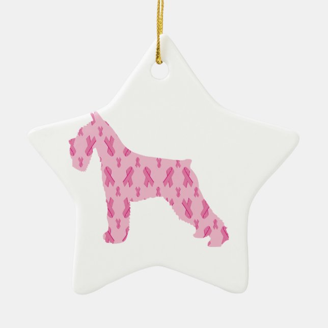 Lets Cure Cancer Ribbon Schnauzer Julgransprydnad Keramik (Framsidan)
