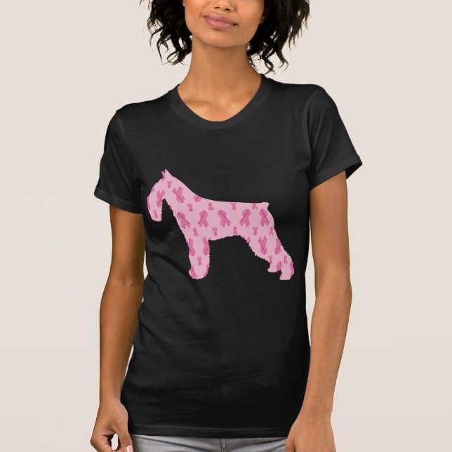 Lets Cure Cancer Ribbon Schnauzer T Shirt (Framsida)