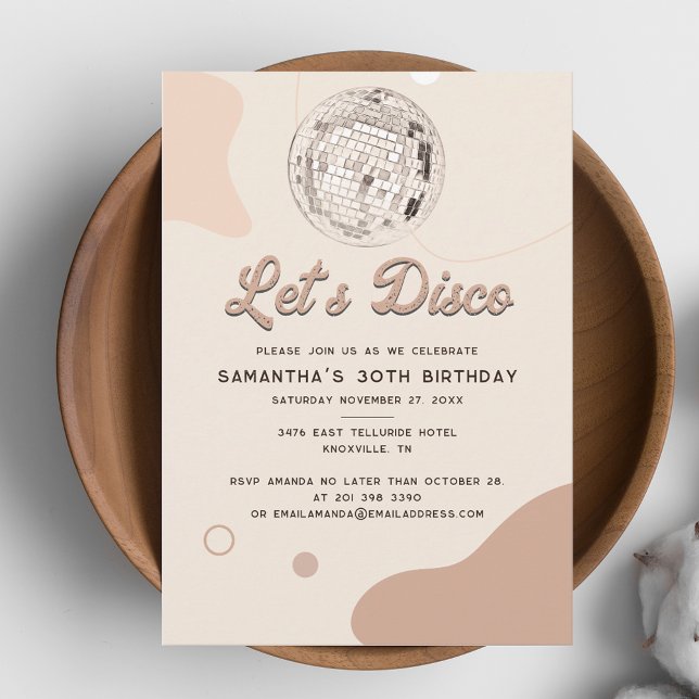 Lets Disco Retro Groovy 30års födelsedag Party Inbjudningar (Retro Grovy Disco 30th Birthday Party Invitations)