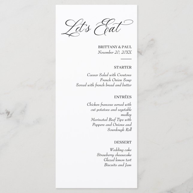 Let's Eat Elegant minimal menu black and white Meny (Framsida)