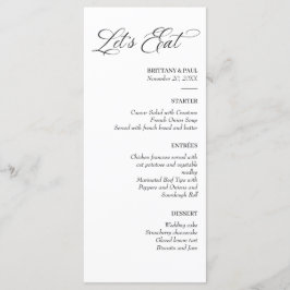 Let's Eat Elegant minimal menu black and white Meny