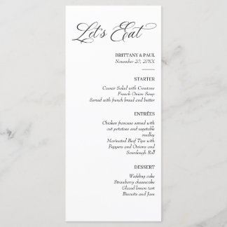Let's Eat Elegant minimal menu black and white Meny