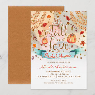 Let's Fall in Love Bridal Shower Höstlöv Inbjudningar