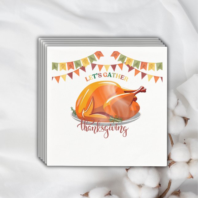 Let's Gather Thanksgiving Turkey Feast Baby Shower Pappersservett (Skapare uppladdad)