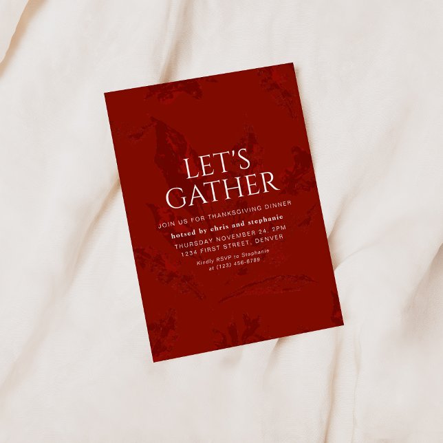 Let's Gather Vintage Red Thanksgiving Invitation Inbjudningar (Skapare uppladdad)