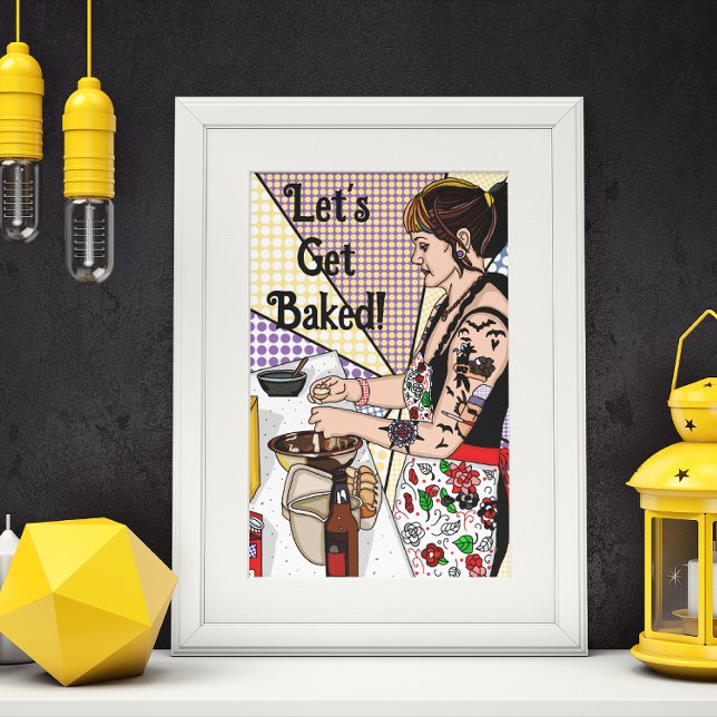 Let's Get Baked Pop Art Tattoo Lady Baking  Poster (Skapare uppladdad)