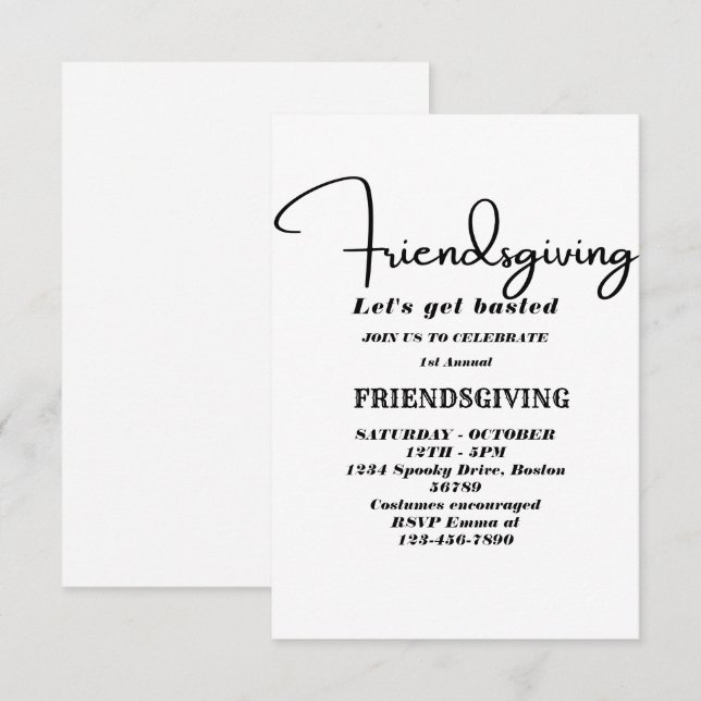 Let's Get Basted | Friendsgiving invitation Inbjudningar (Fram/baksida)