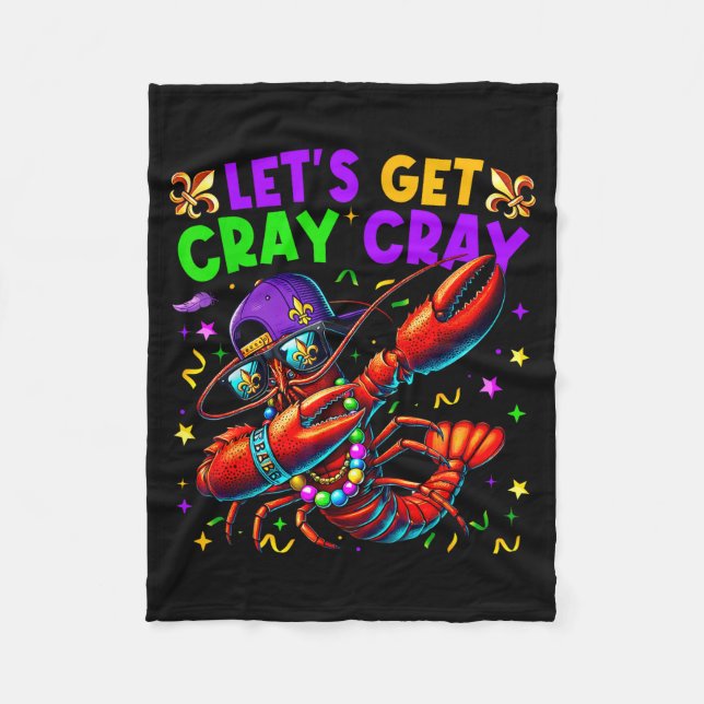 Let's Get Cray Cray Mardi Gras Dabbing Crawfish Bo Fleecefilt (Framsidan)