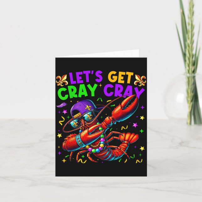 Let's Get Cray Cray Mardi Gras Dabbing Crawfish Bo Kort (Framsida)