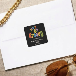 Let's Get Groovy 60th Birthday Party Envelope Seal Fyrkantigt Klistermärke