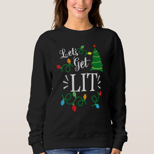 Let's Get Lit Christmas Lights Family Squad Men Wo T Shirt (Framsida)