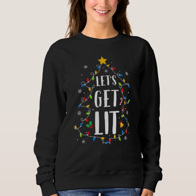 Let's Get Lit Christmas Lights Tree Xmas Family Ma T Shirt (Framsida)
