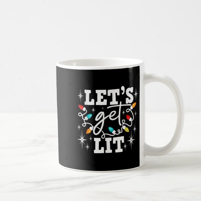 Let's Get Lit Drinking Santa Hat Christmas Lights  Kaffemugg (Höger)