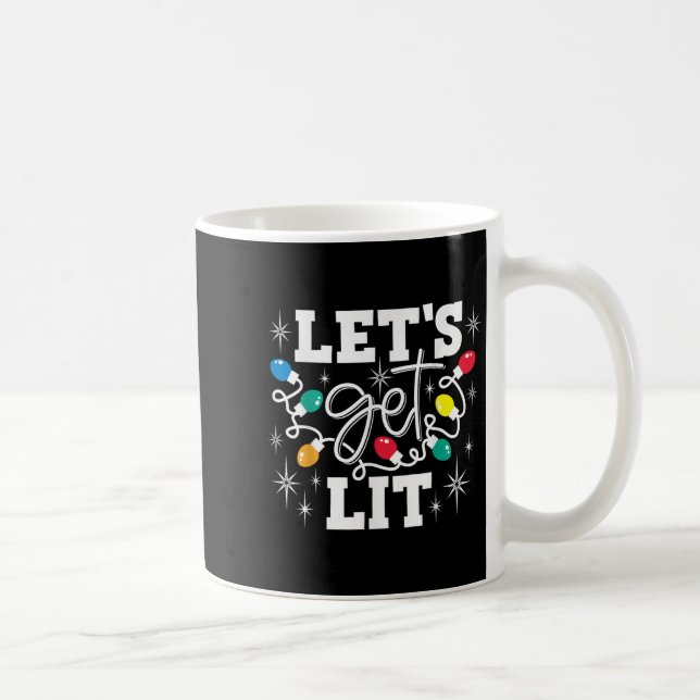 Let's Get Lit Drinking Santa Hat Christmas Lights  Kaffemugg (Höger)