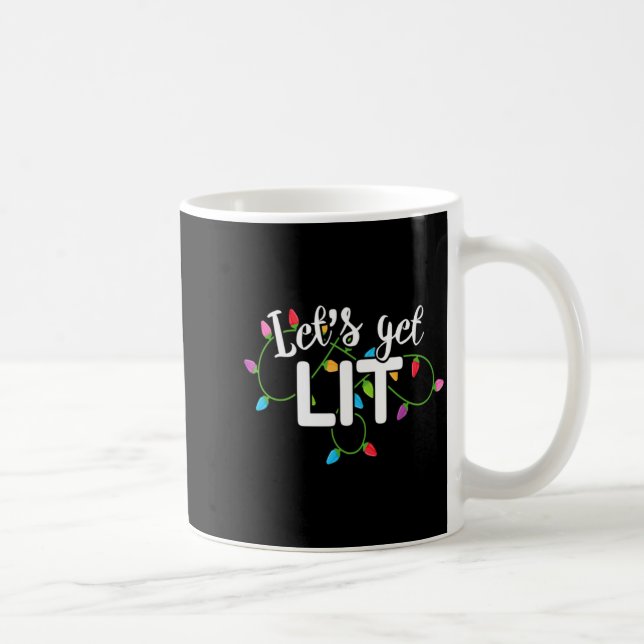 Lets Get Lit Funny Christmas Drinking Apparel Xma  Kaffemugg (Höger)