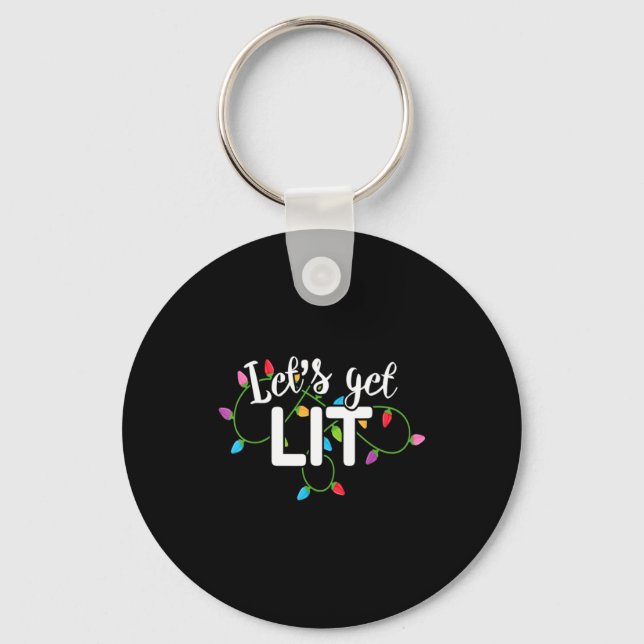 Lets Get Lit Funny Christmas Drinking Apparel Xma  Nyckelring (Framsida)