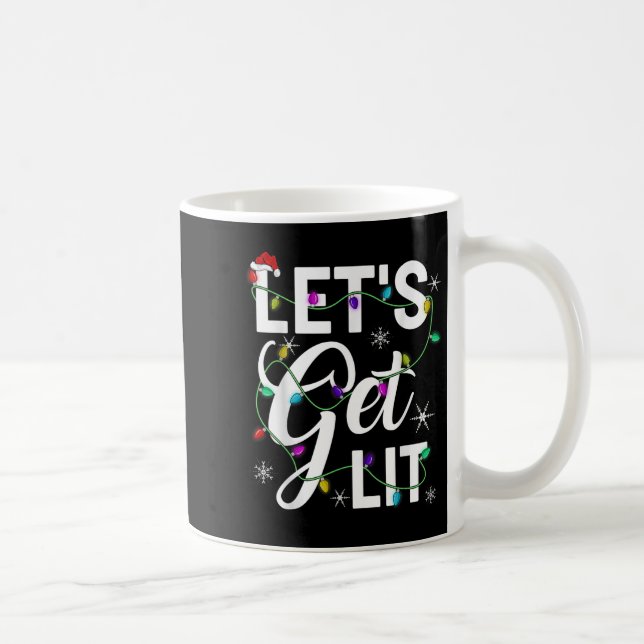 Let's Get Lit Funny Christmas Lighting Xmas Tee Me Kaffemugg (Höger)