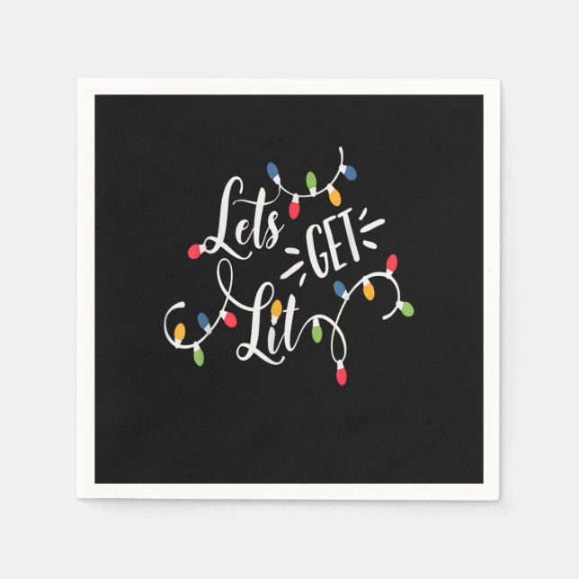 Let's Get Lit Funny Christmas Lights Xmas Maching  Pappersservett (Framsidan)