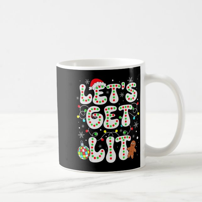 Let's Get Lit Funny Christmas Lights Xmas Pajamas  Kaffemugg (Höger)